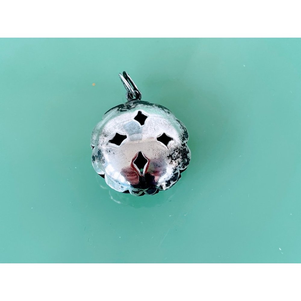 Vintage Sterling Puffy Pierced Medallion Charm Pendant